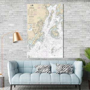 Penobscot Bay, Camden, Rockland, Rockport, Belfast, Castine, Thomaston, Maine - Nautical Map / Chart - Printed on Canvas, Acrylic, or Metal