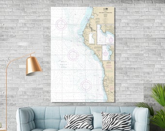 Fort Bragg, Eureka, Ferndale, Garberville, Whitethorn, California - Nautical Map / Chart - Wall Decor - Printed Canvas, Acrylic, Metal