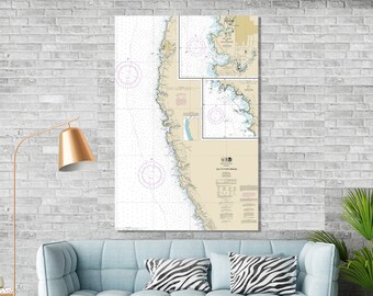 Fort Bragg, Albion, Little River, Mendocino, Casper, Elk, California - Nautical Map / Chart - Wall Decor - Printed Canvas, Acrylic, or Metal
