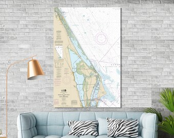 New Smyrna Beach, Titusville, Mims, Edgewater, Oak Hill, Merritt Island, Florida  - Nautical Map / Chart - Printed on Canvas, Acrylic, Metal