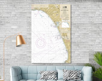 Santa Monica, Venice, Hermosa/Manhattan/Redondo Beaches, California - Nautical Map / Chart - Wall Decor - Printed Canvas, Acrylic, or Metal