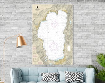 Lake Tahoe, Tahoma, Glenbrook, Kings Beach, Incline Village, Tahoe City - Nautical Map / Chart - Wall Decor - Printed Canvas, Acrylic, Metal