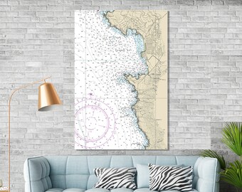 Carmel, Pebble Beach Golf Links, Point Lobos, Carmel Bay, California - Nautical Map / Chart - Wall Decor - Printed Canvas, Acrylic, or Metal