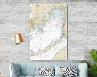 Buzzards Bay, New Bedford, Fairhaven, Falmouth, Mattapoisett, Marion, Massachusetts - Nautical Map/Chart - Printed on Canvas, Acrylic, Metal