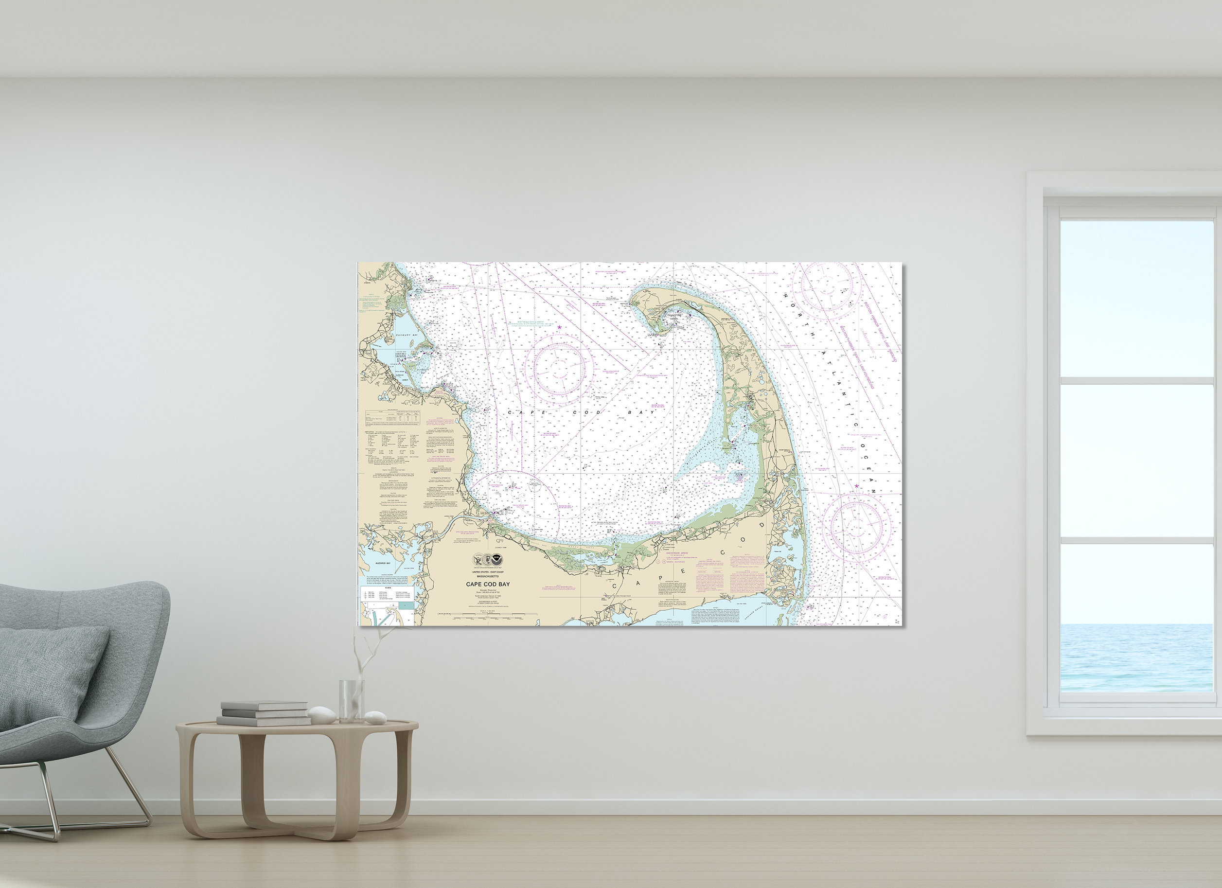 CUSTOM Nautical Map / Chart - Printed on Canvas, Acrylic, or Metal ...