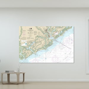 Charleston, Wadmalaw Island, Kiawah Island, South Carolina Nautical Map / Chart - Canvas, Acrylic, or Metal