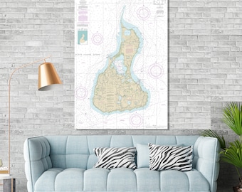 Block Island, Rhode Island - Nautical Map / Chart - Printed on Canvas, Acrylic, or Metal