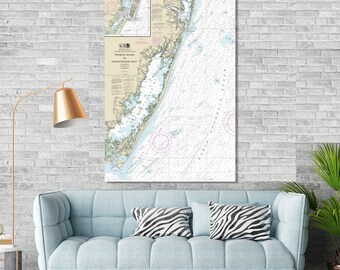 Ocean City, Chincoteague, Tayloreville, Bishopville, Maryland, Virginia - Nautical Map / Chart - Printed on Canvas, Acrylic, or Metal