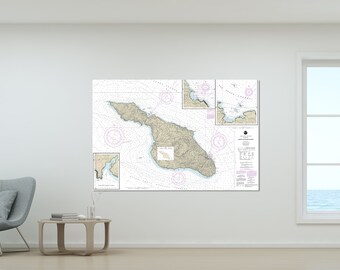 Santa Catalina Island, Avalon, Two Harbors, Whites Landing, California - Nautical Map/Chart - Wall Decor - Printed Canvas, Acrylic, or Metal