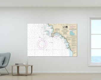 Trinidad, Elk Head, Trinidad Bay Trinidad Head, California - Nautical Map/Chart - Beach House Wall Decor - Printed Canvas, Acrylic, or Metal