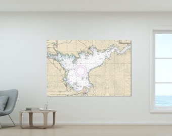 Lake Mead, Hoover Dam, Boulder City, Nevada, Willow Beach, Arizona - Nautical Map / Chart - Wall Decor - Printed Canvas, Acrylic, or Metal