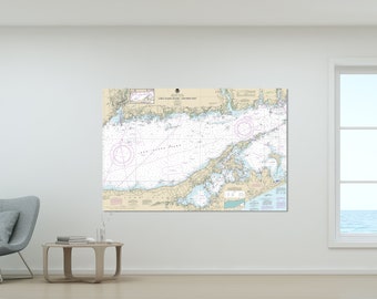 Long Island Sound, New Haven, Greenport, Branford, Sag Harbor, Riverhead, Guilford - Nautical Map/Chart - Printed on Canvas, Acrylic, Metal