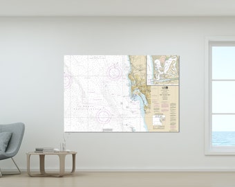 San Diego, Coronado, Chula Vista, Del Mar, National City, California - Nautical Map / Chart - Wall Decor - Printed Canvas, Acrylic, or Metal