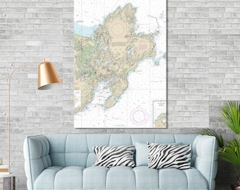 Cape Ann, Gloucester, Rockport, Lanesville, Annisquam, Pigeon Cove, Massachusetts - Nautical Map / Chart - Printed on Canvas, Acrylic, Metal