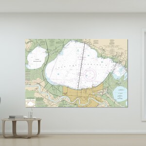 New Orleans, Lake Pontchartrain, Louisiana Nautical Map / Chart - Canvas, Acrylic, or Metal