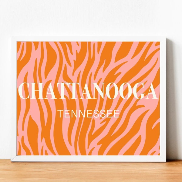 Preppy Chattanooga Location Print, Dorm Decor, Chattanooga Tennessee, Apartment Decor, College Wall Art, Preppy Room Decor,