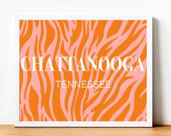 Preppy Chattanooga Location Print, Dorm Decor, Chattanooga Tennessee, Apartment Decor, College Wall Art, Preppy Room Decor,