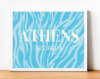 Athens Georgia Zebra Print, University of Georgia Wall Art (Digital Download)
