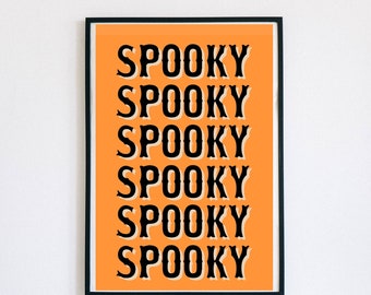 Spooky Halloween Typography Print, Retro Wall Art (Digital Download)