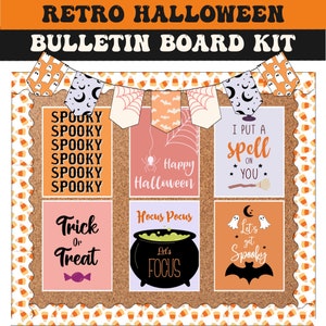 Pastel Retro Halloween Bulletin Board Kit Bundle | Boho | Easy Classroom Decor | Classroom Bundle |  Holiday Classroom Decorations