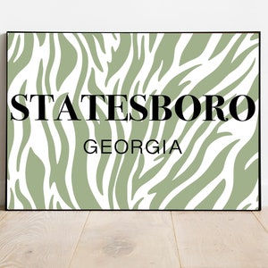 Preppy Georgia Southern University Sage Location Print, Dorm Decor, Statesboro Georgia, Apartment Decor, College Wall Art, Preppy Room Decor
