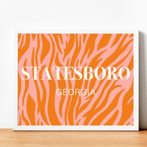 Preppy Georgia Southern University Location Print, Dorm Decor, Statesboro Georgia, Apartment Decor, College Wall Art, Preppy Room Decor