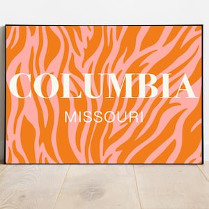 Preppy Mizzou Location Print, Dort Decor, Columbia Missouri, Apartment Decor, College Wall Art, Preppy Room Decor,