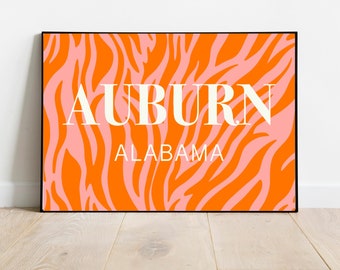 Preppy Auburn University Location Print, Dorm Decor, Auburn Alabama, Apartment Decor, College Wall Art, Preppy Room Decor, War Eagle