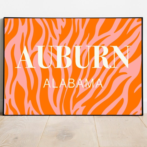 Preppy Auburn University Location Print, Dorm Decor, Auburn Alabama, Apartment Decor, College Wall Art, Preppy Room Decor, War Eagle