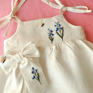 Butterfly dress Mom and me Embroidered clothes Blue Flower Embroidery Toddler clothing white Beautiful birthday wear for girl Soft sundress
