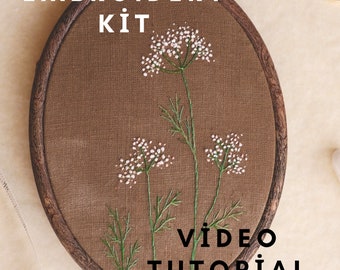 DIY Embroidery kit for beginners with video lesson Basic flower pattern and instruction Hanging plant kit hand stitch guide needle point set