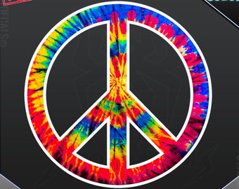 Tie Dye Peace Sign Vinyl Decal: Hippie Groovy Car, Laptop, Window Sticker 244