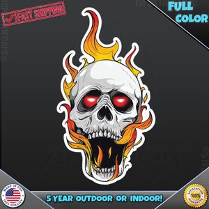 Skull Flaming with Glowing Eyes 172 Laptop Car Truck Wall Window Car Wall any smooth surface Vinyl Decal Sticker