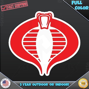 GI JOE Cobra Logo Vinyl Decal - 1980&#39;s Cartoon Inspired