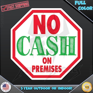 No Cash On Premises Business Store Window Door 079 Laptop PC any smooth surface Vinyl Decal Sticker