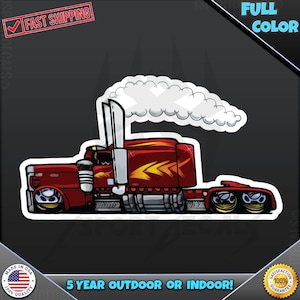 Calcomanía de vinilo para camión semirremolque rojo: Rolling Smoke, camión de 18 ruedas