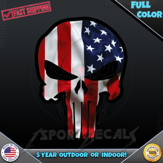 PUNISHER SKULL AMERICAN FLAG STICKER DECAL SNIPER MADE IN USA 7 - Foto 9