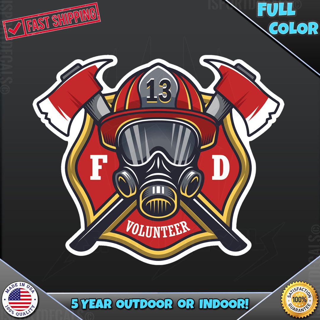 Red Firefighter Maltese Cross Sticker - 4x4 Inch Fireman Decal For Vehicles & Windows