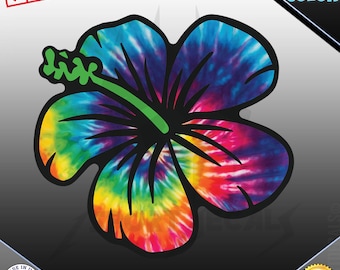 Tie Dye Hibiscus Flower Vinyl Decal - Car, Laptop, Wall Decor 071