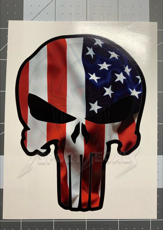 Distressed Punisher Skull Sticker Decal Vinyl For Cars, Trucks, Windows,  Laptops