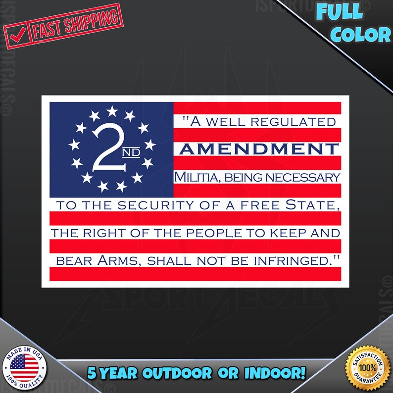 2nd Amendment USA Flag Vinyl Decal: Car, Laptop, Toolbox - Etsy