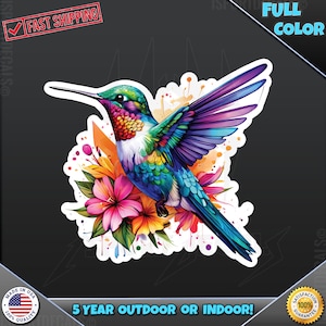 Mooie levendige kleurrijke kolibrie vogel natuur auto vinyl sticker sticker 297