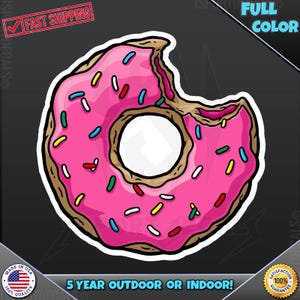 Cartoon Glazed Rainbow Sprinkles Donut Waterproof UV Res Vinyl Decal Sticker 315