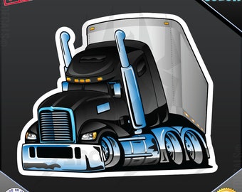 Black Semi Truck 18 Wheeler 105 Laptop Car Truck Wall Window Car Wall any smooth surface Vinyl Decal Sticker