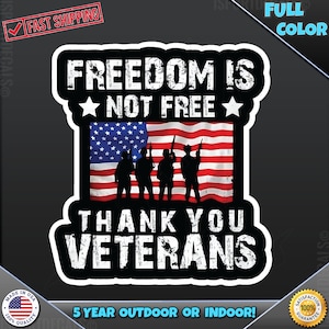 Thank You Veterans Vinyl Decal: Patriotic Car, Truck, Laptop Sticker 252