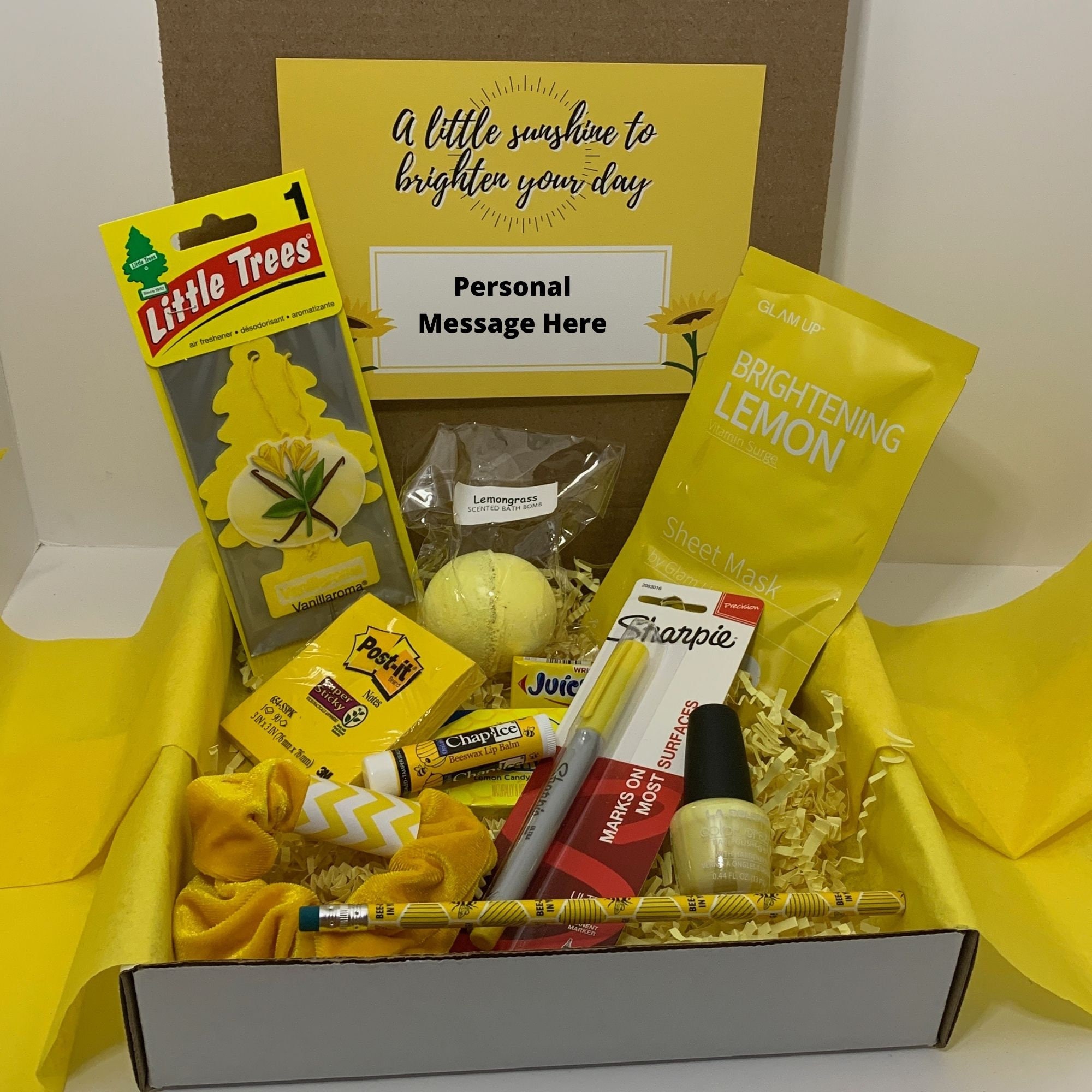 Care Package Gift Box in Yellow Thinking of You Gift Friendship