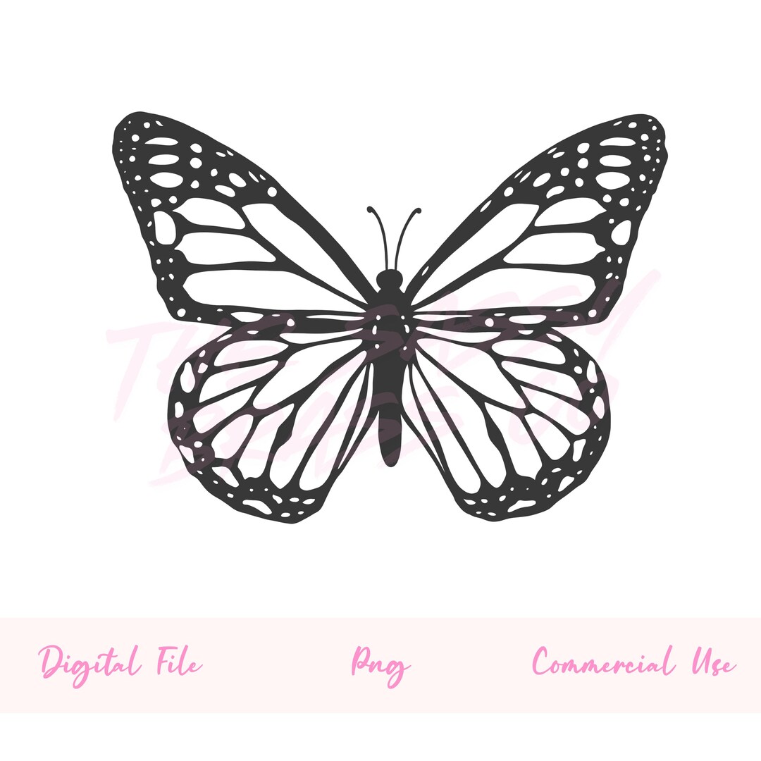 Hand Drawn Butterfly SVG Clipart | Monarch Butterfly PNG (digital ...