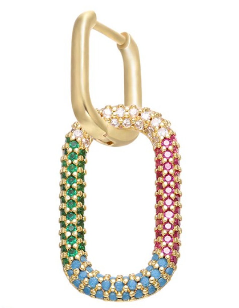 Luxury Zircon Crystal Chain Link Drop Hoop Earrings Party Jewellery