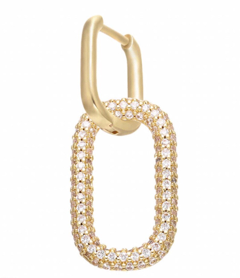 Luxury Zircon Crystal Chain Link Drop Hoop Earrings Party Jewellery