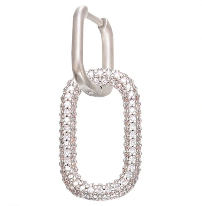 Luxury Zircon Crystal Chain Link Drop Hoop Earrings Party Jewellery